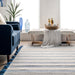 Blue Striped Wool Area Rug for Modern Home Decor