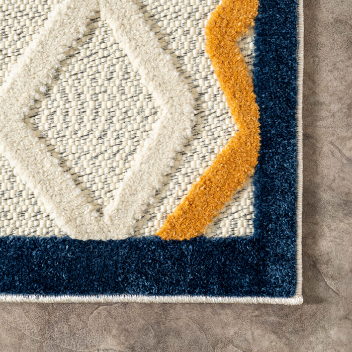 Blue Textured Area Rug for Indoor and Outdoor Use