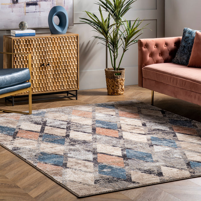 Blue Trellis Area Rug 120x180 cm