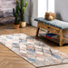 Blue Trellis Area Rug 140cm Durable Synthetic Design