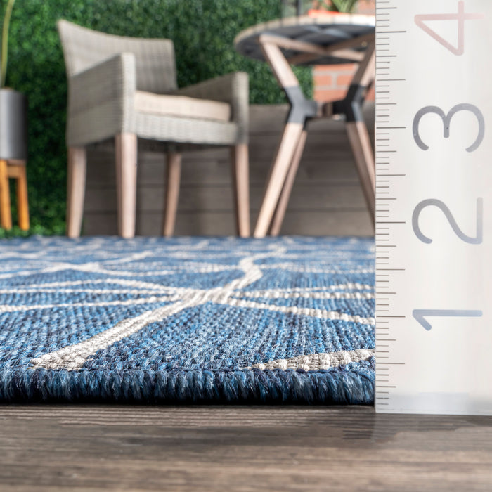 Blue Trellis Flatweave Rug for Indoor and Outdoor Use