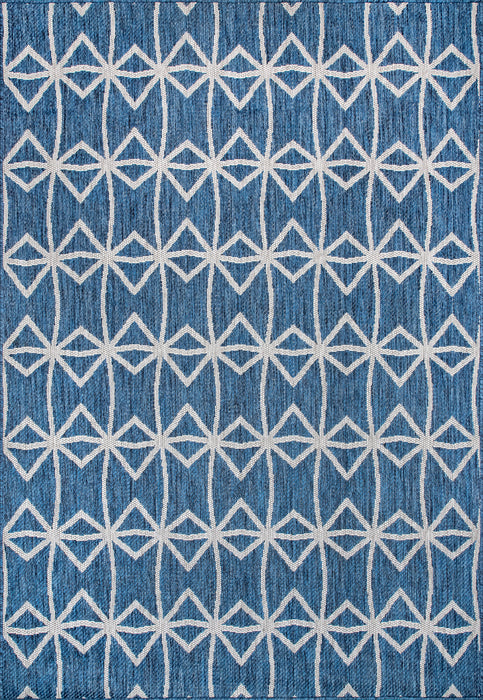 Blue Trellis Flatweave Rug for Indoor and Outdoor Use