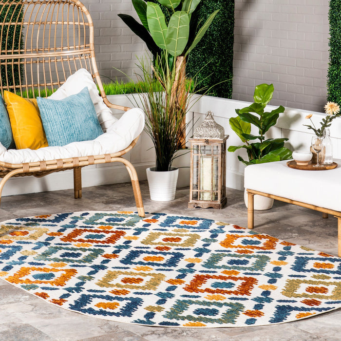 Blue Trellis Indoor Outdoor Area Rug 120x180 cm