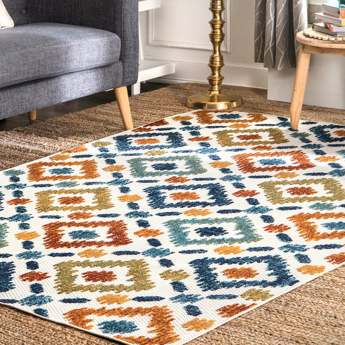 Blue Trellis Indoor Outdoor Area Rug 120x180 cm