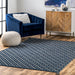 Blue Trellis Pattern Area Rug With Tassels 120x180 cm