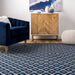 Blue Trellis Pattern Area Rug With Tassels 120x180 cm