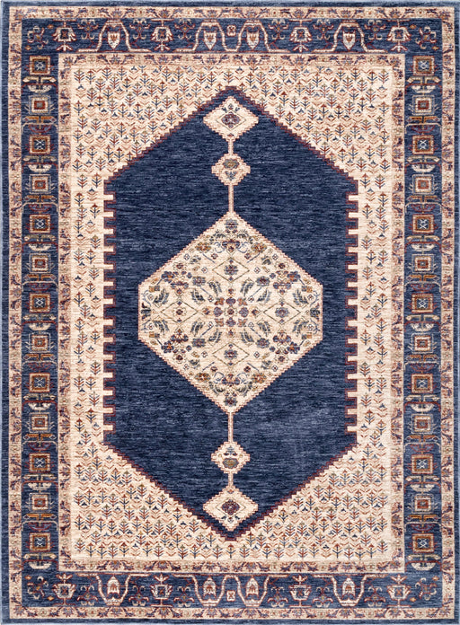 Tappeto con medaglione vintage blu 150x240 cm