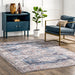 Blue Washable Area Rug For Home With Kids And Pets