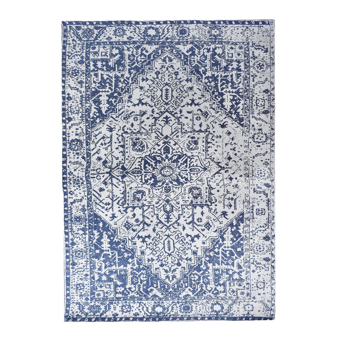 Blue White Polypropylene Rug Inspired by Mykonos Style