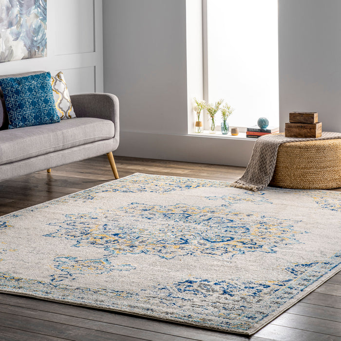 Blue Wildflower Medallion Area Rug 200x300 cm