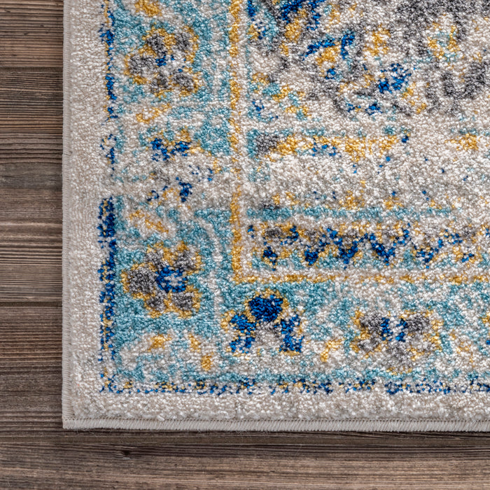 Blue Wildflower Medallion Area Rug 200x300 cm