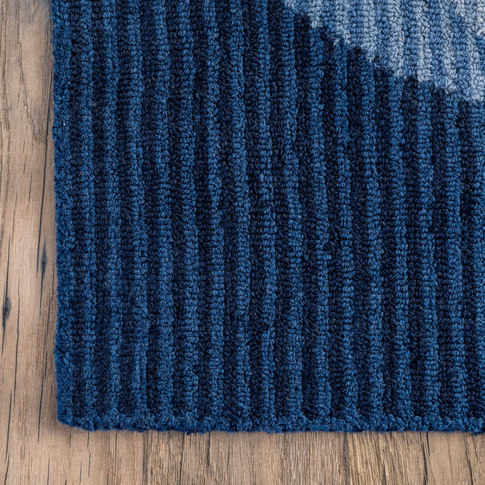 Blue Wool Striped Area Rug 152x244 cm