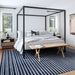 Blue Wool Striped Area Rug