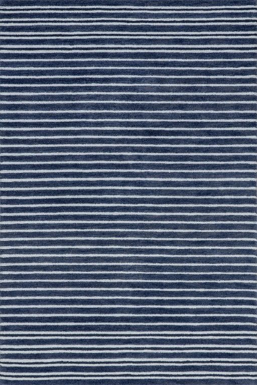 Blue Wool Striped Area Rug