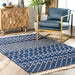 Blue Wool Trellis Area Rug for Modern Home Decor