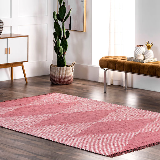 Blush Cotton Diamond Pattern Area Rug 120x180 cm