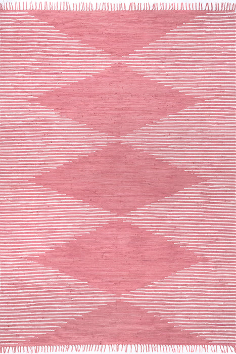 Blush Cotton Diamond Pattern Area Rug 120x180 cm