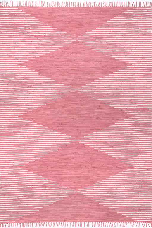 Blush Cotton Diamond Pattern Area Rug 120x180 cm