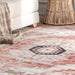 Blush Iris Medallion Machine Washable Area Rug 140 x 200 cm