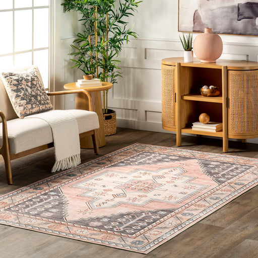 Blush Machine Washable Faded Area Rug 80x150 cm