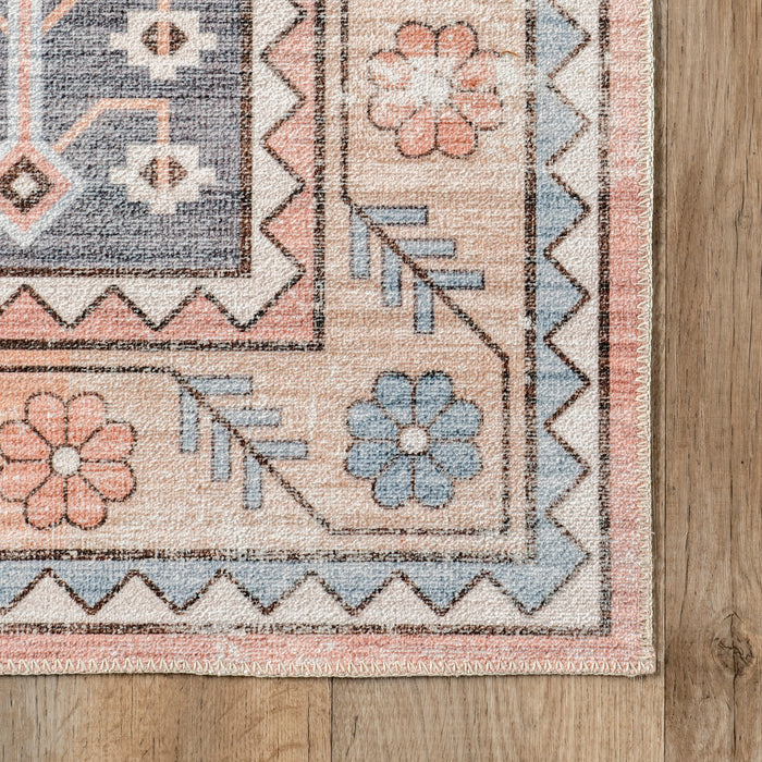 Blush Machine Washable Faded Area Rug 80x150 cm