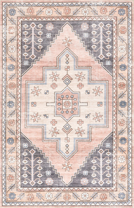 Blush Machine Washable Faded Area Rug 80x150 cm