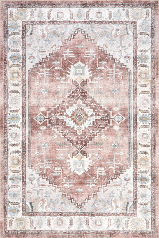 Blush Medallion Machine Washable Area Rug 120x180 cm