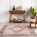 Blush Pink Washable Diamond Medallion Area Rug 140x200 cm