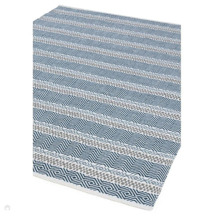 Boardwalk Modern Striped Hand-Woven Durable Stain-Resistant Weatherproof Flatweave In-Outdoor Blue/Grey/Cream Rug