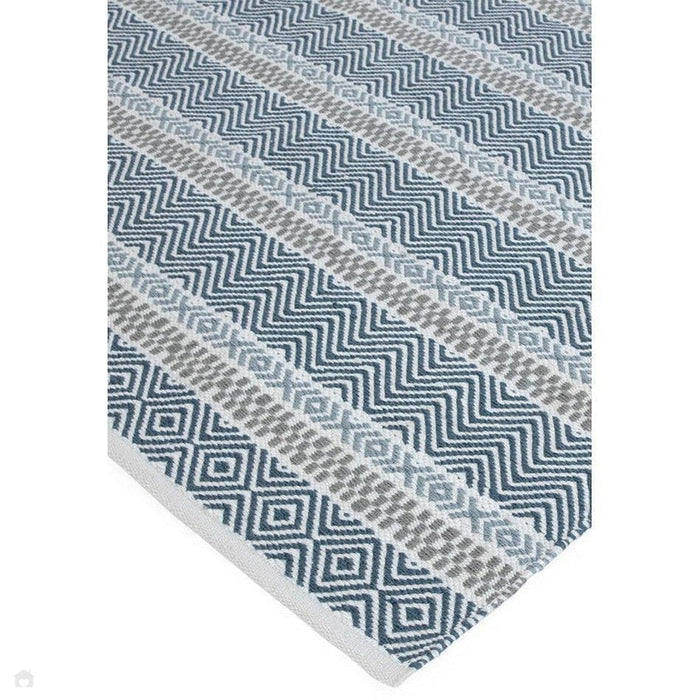 Boardwalk Modern Striped Hand-Woven Durable Stain-Resistant Weatherproof Flatweave In-Outdoor Blue/Grey/Cream Rug