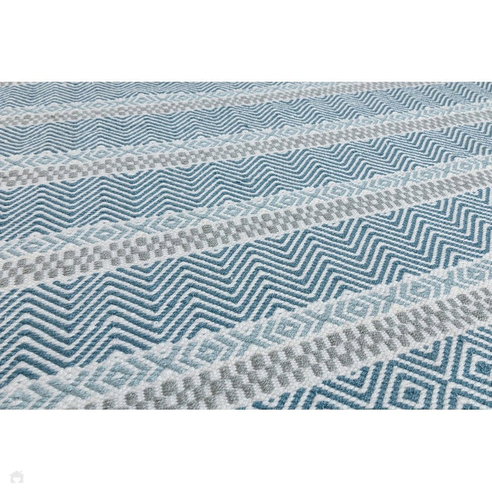 Boardwalk Modern Striped Hand-Woven Durable Stain-Resistant Weatherproof Flatweave In-Outdoor Blue/Grey/Cream Rug