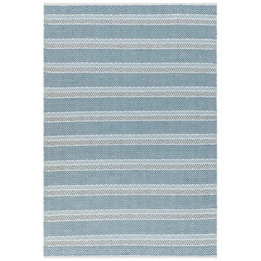 Boardwalk Modern Striped Hand-Woven Durable Stain-Resistant Weatherproof Flatweave In-Outdoor Blue/Grey/Cream Rug