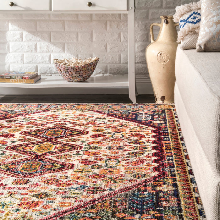 Bohemian 100% Polypropylene Area Rug in Ivory