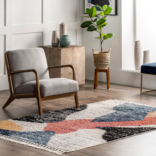 Bohemian Blue Fringed Area Rug 120x180 cm