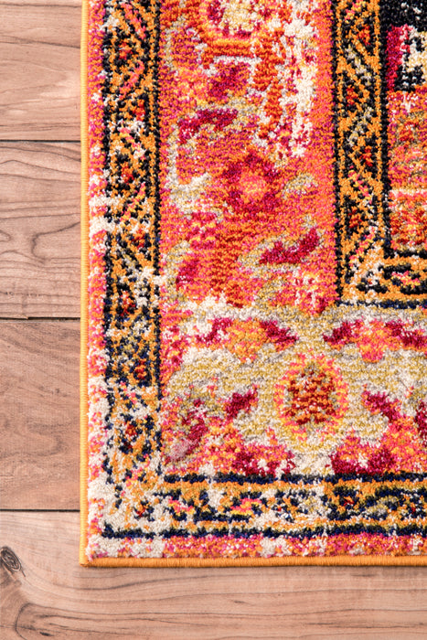 Bohemian Center Medallion Area Rug in Orange 60x90 cm