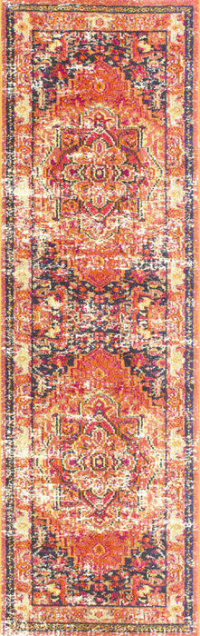 Bohemian Center Medallion Area Rug in Orange 60x90 cm