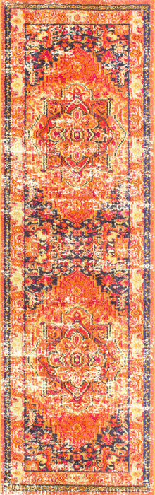 Bohemian Center Medallion Area Rug in Orange 60x90 cm