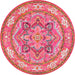 Bohemian Center Medallion Area Rug in Violet Pink