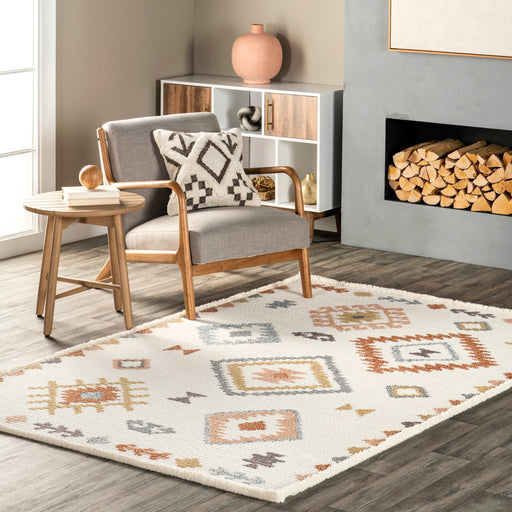 Bohemian Fringed Area Rug 160x230 cm Beige