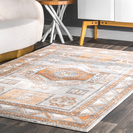 Bohemian Geometric Area Rug in Orange