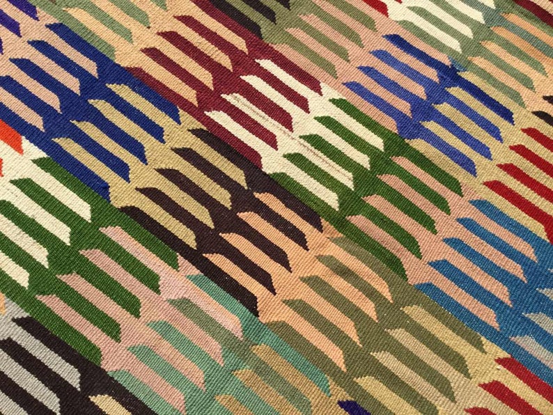 Bohemian käsinkudottu Kilim-matto 301cm x 201cm vintage-tyyli