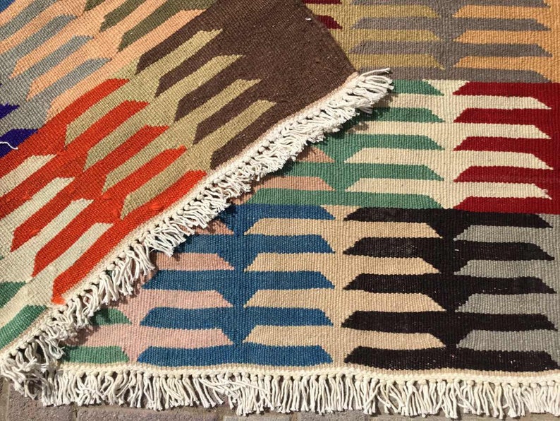 Bohemian käsinkudottu Kilim-matto 301cm x 201cm vintage-tyyli