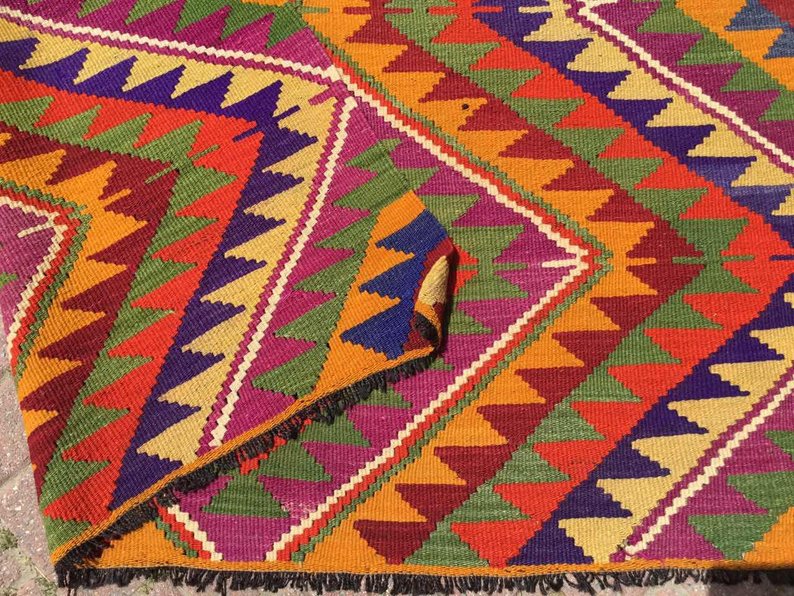 Bohemian Handwoven Vintage Kilim Rug 323cm x 157cm