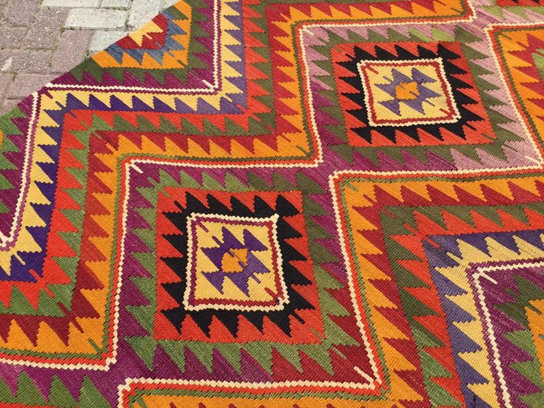 Bohemian Handwoven Vintage Kilim Rug 323cm x 157cm