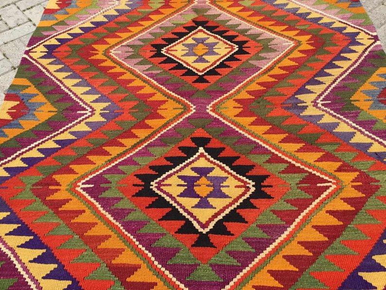 Bohemian Handwoven Vintage Kilim Rug 323cm x 157cm