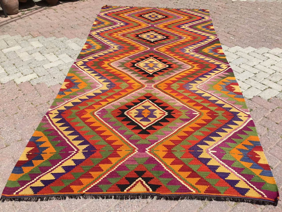 Bohemian Handwoven Vintage Kilim Rug 323cm x 157cm