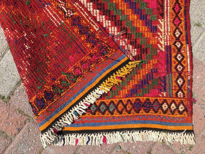 Bohemian Kilim Rug 139.7cm x 92.7cm Handwoven Vintage