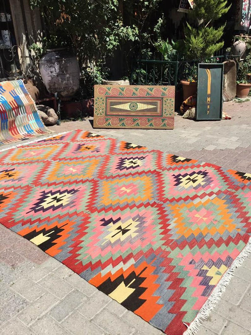 Bohemian Kilim Vintage Rug 289cm x 202cm Handwoven