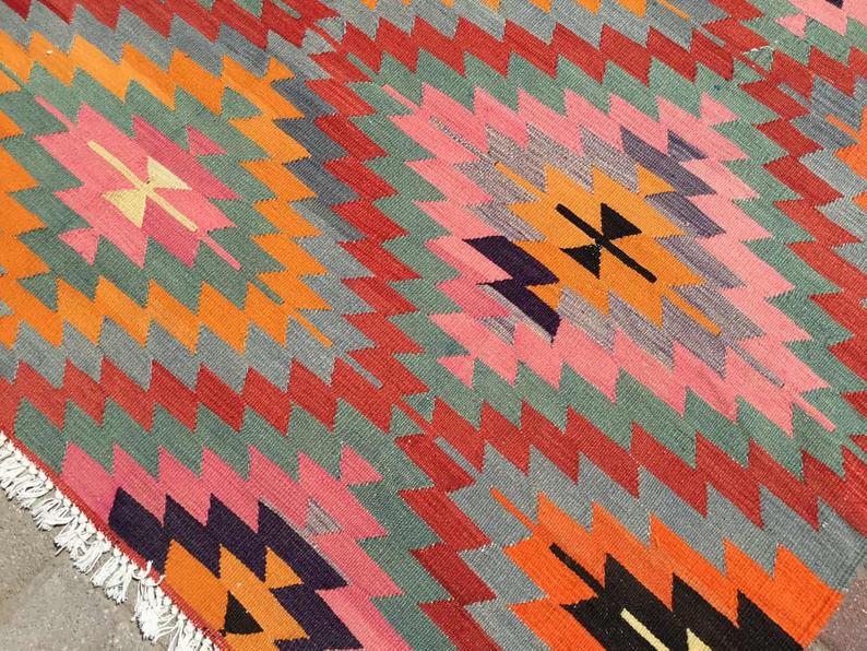 Bohemian Kilim Vintage -matto 289cm x 202cm käsinkudottu