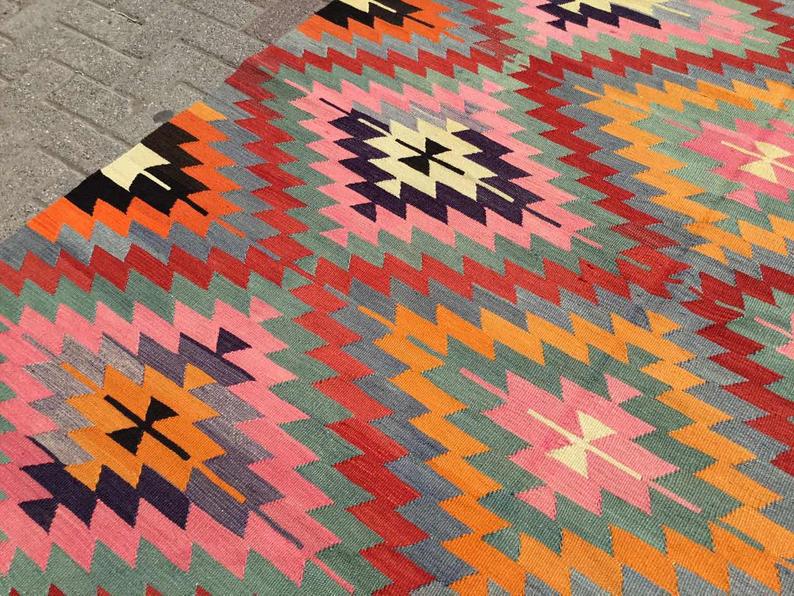 Bohemian Kilim Vintage -matto 289cm x 202cm käsinkudottu